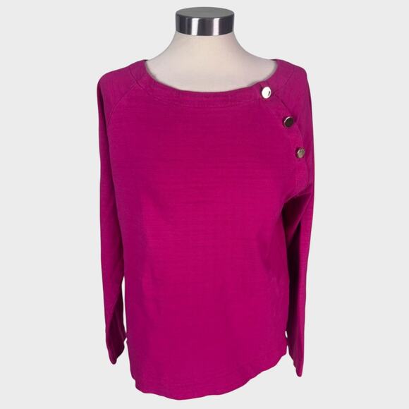 LOFT Medium Pink Purple Pullover Top Button Accents - Picture 1 of 7